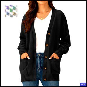 Chunky Knit Cardigan Oversized Button Down Long Sleeve Cozy Fall Winter Sweater